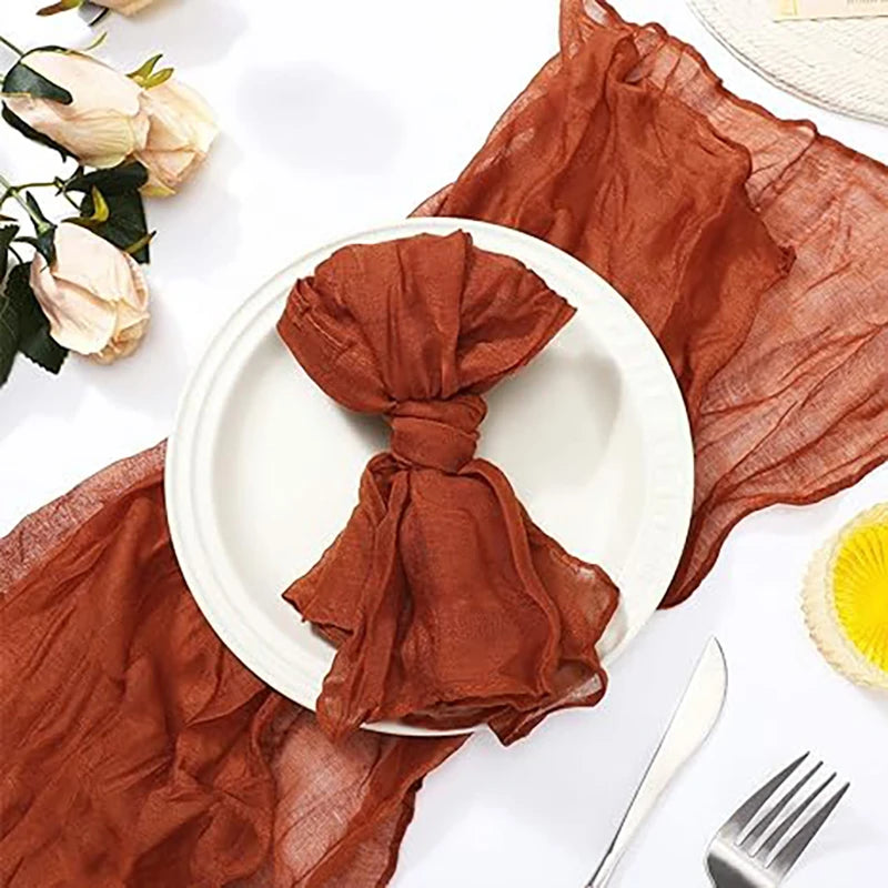 60Pcs 50x50cm Sage Green Napkins Boho Gauze Serving Table Decor Dinner Towel Cocktail For Wedding Thanksgiving Easter Decoration