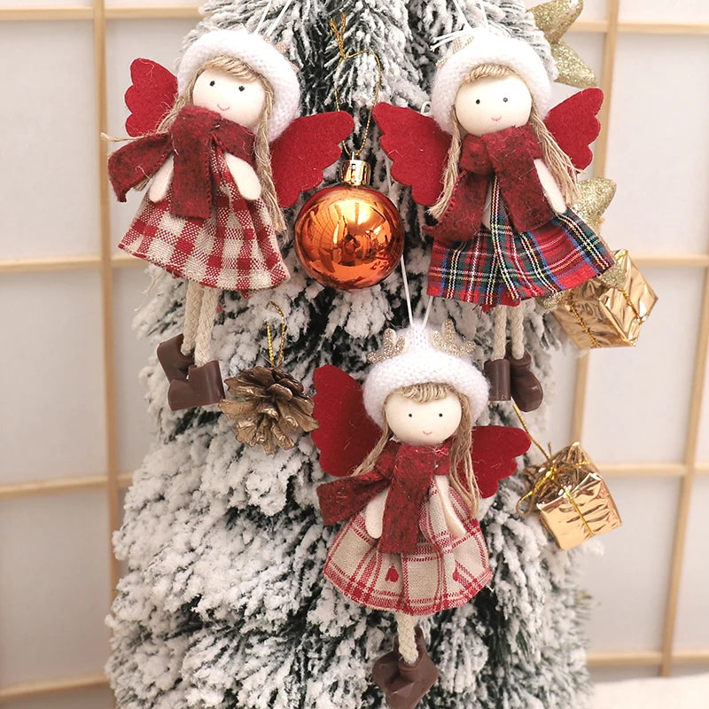 Plush Angel Doll Christmas Tree Pendant Decor Reindeer Snowman Santa Claus Doll New Year Kids Gift Christma Home Decor Navidad