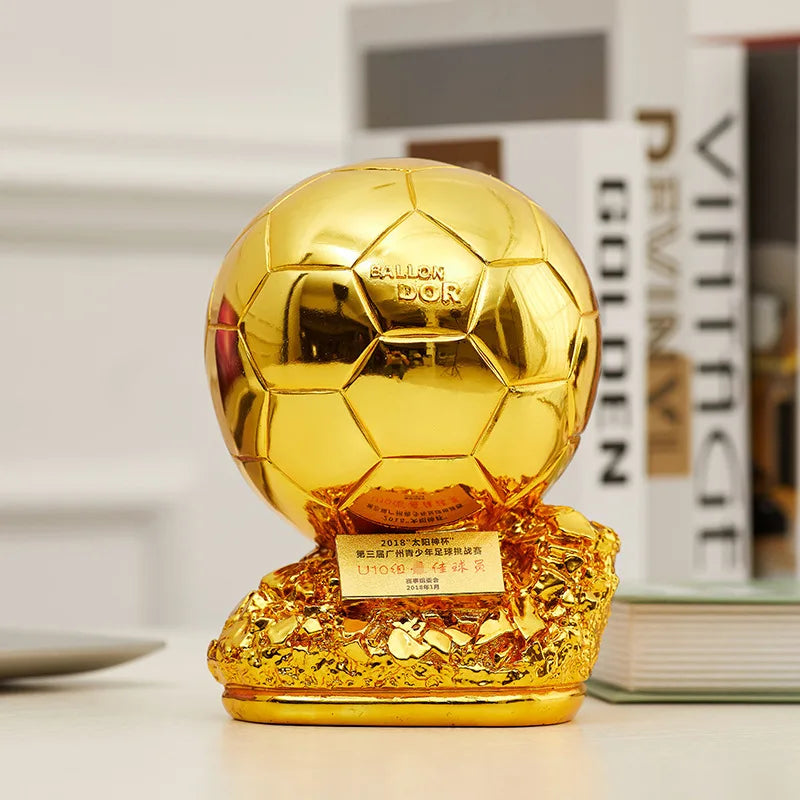 Golden Ball Football Cup Football Trophy Office Decoration with Electroplated Technology Football Cup Resin Gift Memorabilia