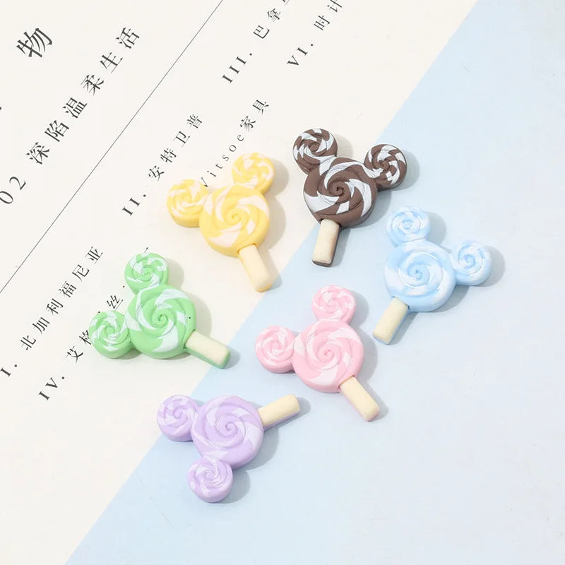 10 Pcs New Kawaii MiniCute Lollipop Resin DIY Mobile Phone Case Beauty Material Bag Hair aAcessories Craft  A63