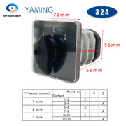 YMZ12-32/3 Change Over Selector 32A 3 Poles 3 Position Silver Contact Manual Transfer On-off-on Rotary Cam Switch LW31