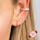 925 Sterling Silver Needle Small Geometry Triangle Crystal Stud Earring for Woman Lovers' Couples Bling Simple Piercing Earrings