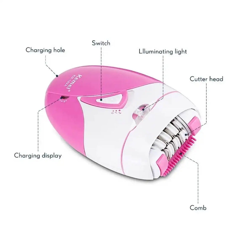 Kemei KM-189A Women's Professional Body Epilator USB Charging is convenient to carry for face, armpit and leg private hair remov