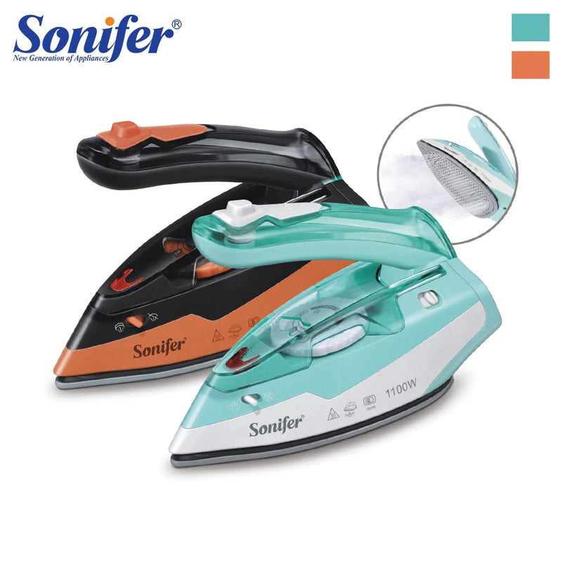 Steam Iron portable Foldable handle 1100W Household Fabric Electric Iron Ceramic soleplate Fast-Heat For Clothes Ironing Sonifer