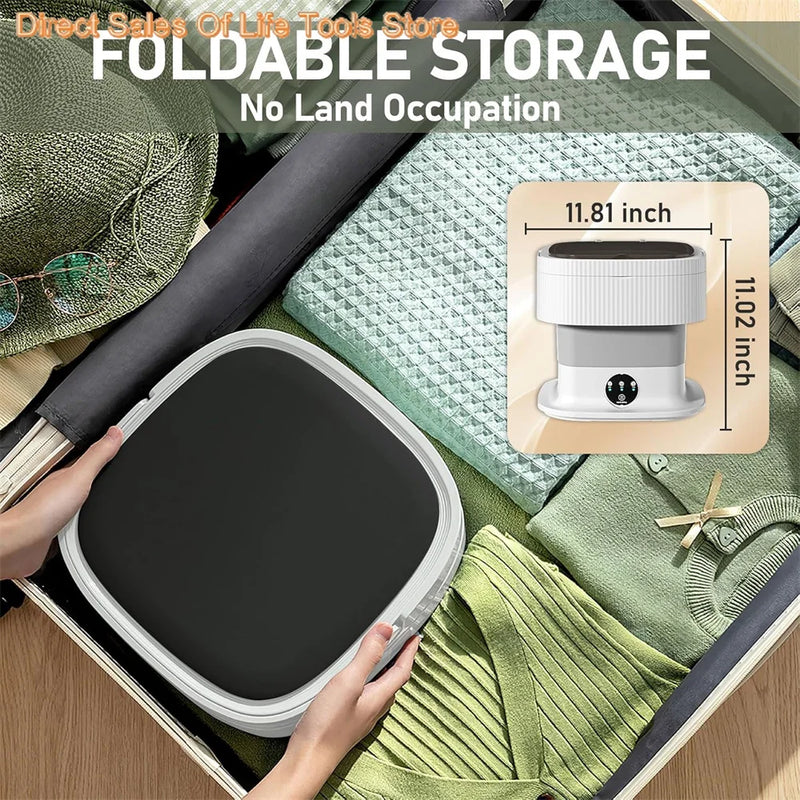 60W portable folding washing machine with rotating fully automatic mini underwear socks 11L household centrifugal washing machin
