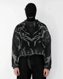 Retro long-sleeved Harajuku sweatshirt for men and women Y2K striped versatile tops punk goth high street slim pullover
