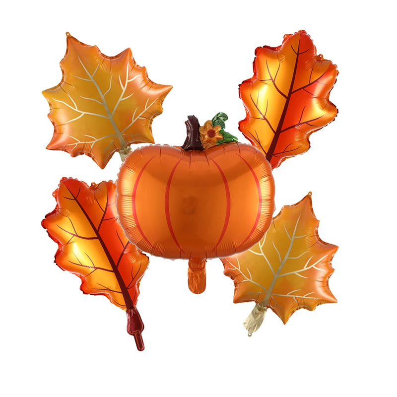 1/5pcs Autumn Maple Leaf Pine Cones Foil Balloons Squirrel Fox Animals Balloon Thanksgiving Brithday Party Decorations Kid Toys