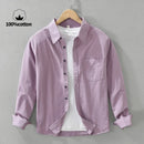 100% Cotton, Solid Color Business Casual Men's Shirt High Quality Breathable, Sweat-absorbent Loose Long-sleeved Shirt