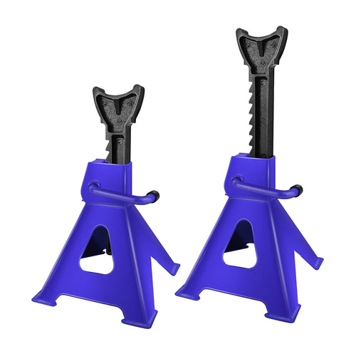 2 x Ratcheting Axle Stand, 3 Ton Heavy Duty Axle Jack Stands, Height Adjustable, Metal Steel Car Van Vehicle Stand Lifting Tool