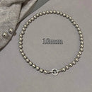 ANENJERY 6/8/10MM Gray Imitation Pearl Beads Chain Necklace for Women 2024 Trend Elegant Lady Necklace Jewelry Gifts