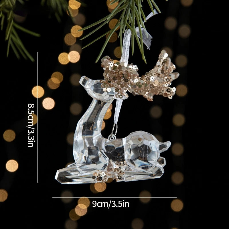 Christmas Decoration Acrylic Snowflake Icicle Pendants Xmas Tree Decor Snowflower Bell Hanging Pendant Home New Year Gift 2025