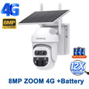 SHIWOJIA 12X Zoom 4G LTE Solar Security Camera 8MP Night Vision Dual-Lens Outdoor WiFi Solar Battery Camera PIR Human Detection