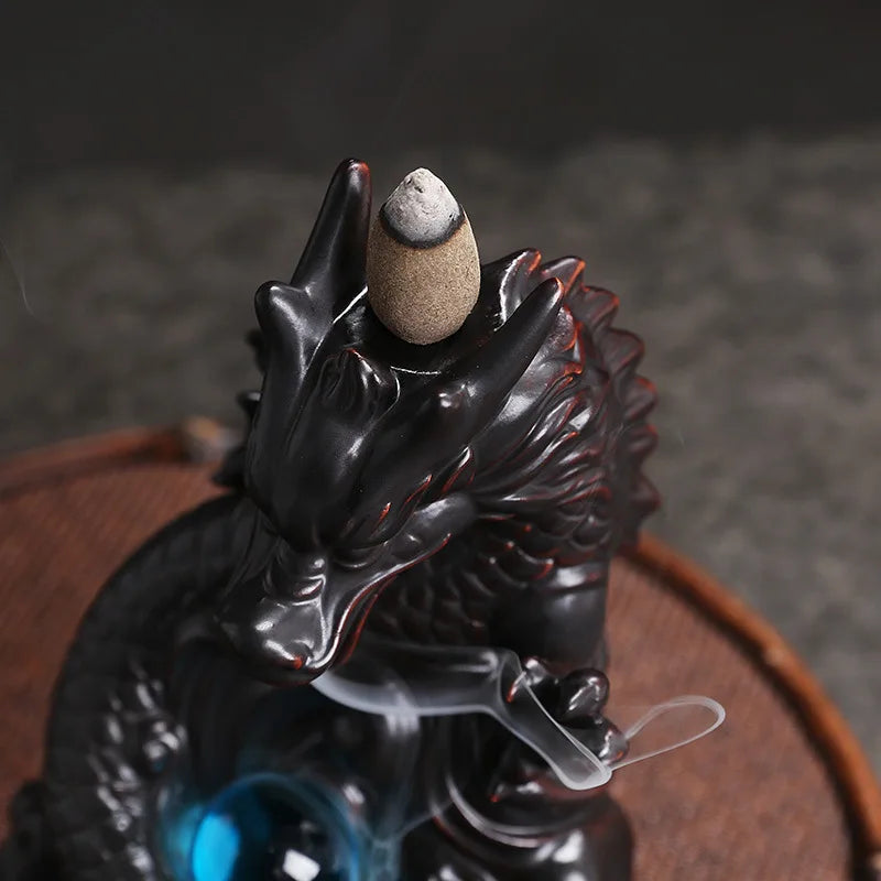 Dragon Ceramic Handicrafts Incense Stick Holder Home Ornaments Backflow Incense Burner(Without Incense)