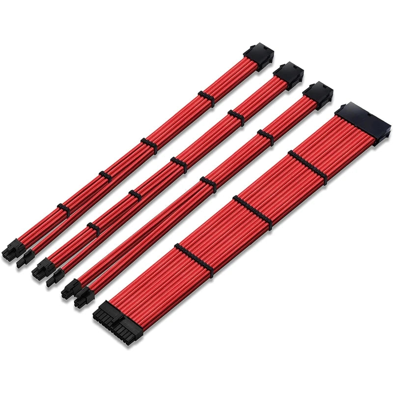 ATX Sleeved Cable Extension Kit for Power Supply Cable Kit PSU Connectors for ATX CPU GPU Modular Power Supply Unit