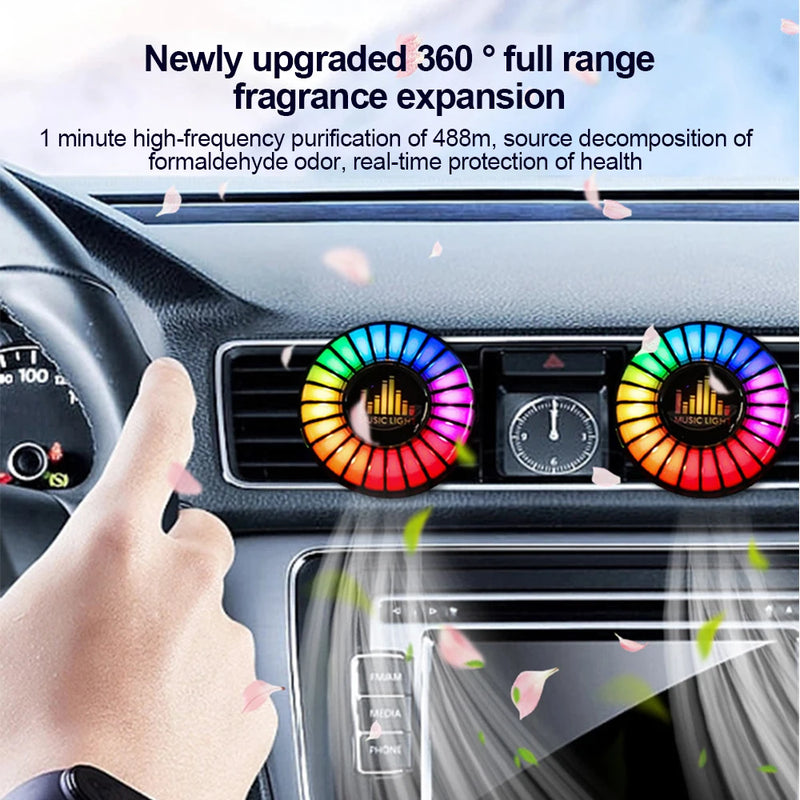 Car LED Sound Control Pickup Rhythm Lights Air Freshener RGB Voice Activated Atmosphere Rhythm Light APP Control Multi-Color