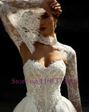New Arrivals Detachable Long Sleeve Shawl Lace Tulle A-line Bridal Wedding Dresses Vestido De Novia