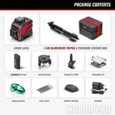 YEVOLT YVGLL4XS12 Series Green Laser Level 3-Plane 12-Line Self-leveling 360 3D Horizontal & Vertical 3.6V 3Ah Power Tools