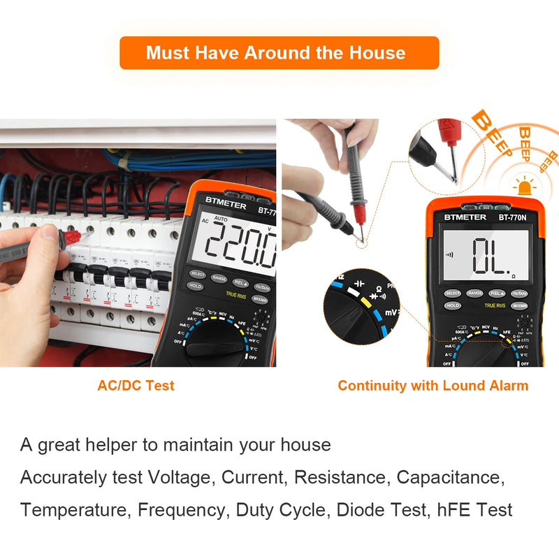 BTMETER BT-770N 6000 Count Orange Intelligent Digital Multimeter Curre
