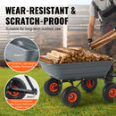 SucceBuy Dump Cart Poly Garden Dump Cart Easy to Assemble Steel Frame Dump Wagon with 2-in-1 Convertible Handle Safe Transport