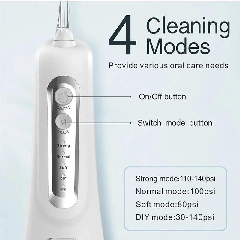 4 Modes Powerful Irrigator Dental Water Flosser Jet Pick Mouth Washing Machine Shower 30-140psi Floss For Teeth Toothpick