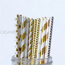 25pcs Foil Gold Silver Disposable Drinking Paper Straws Rainbow for Birthday Wedding Christmas Party Event Supplies