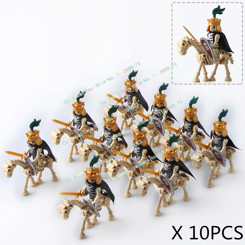 10PCS AX9815-16 Medieval Knight Skeleton Knight Accessories Shield Spear Armor Building Block bricks Action Figure Chilldren Toy