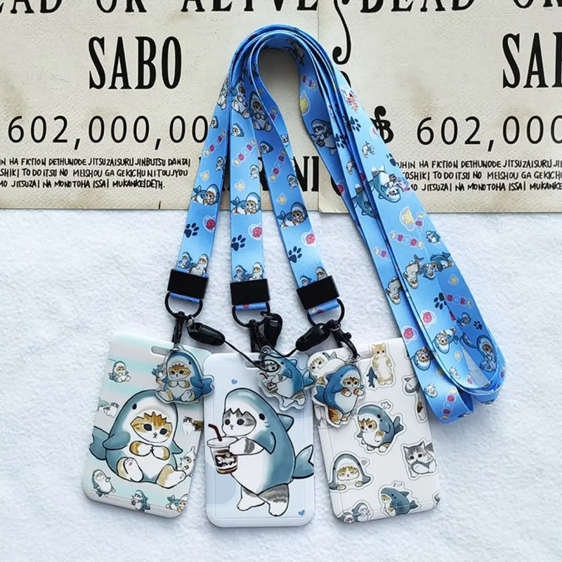 Lanyard ID Card Holder School Supply Shark Cat Hang Rope Bus Card Cover Anti-lost Long Badge Holder Women Men