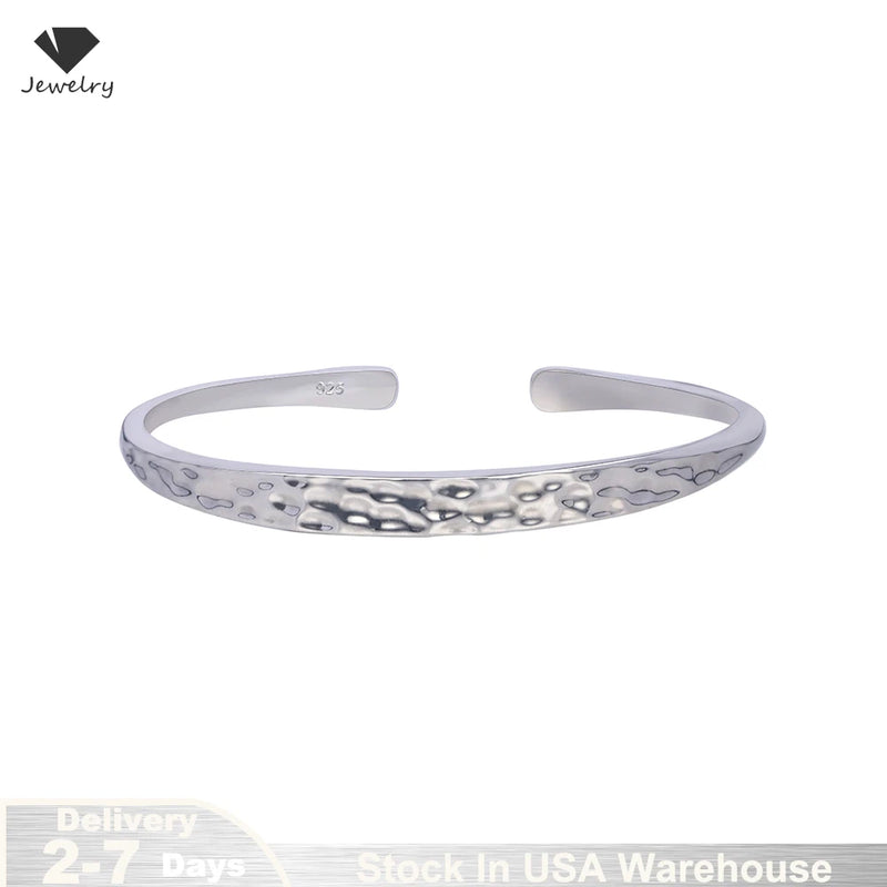 925 sterling silver Bracelets for Women and Men Hand Crafted Hammered Cuff Bangle Bracelet Rock Punk Gift Fine Jewelry USA Stock