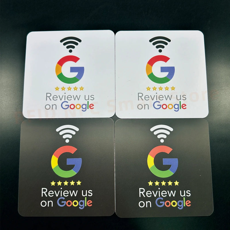 Big size NFC Table Sticker Google Review Tag Sticker PVC 13.56MHz Programmable Waterproof Review us on Google Adhesive NFC Tags