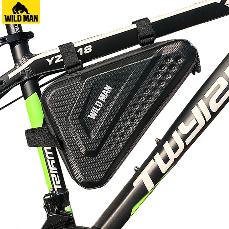 WILD MAN Hard Shell Mountain Bike Frame Bag Rainproof Road Cycling Tools Bag Bicycle Triangle Bag Accessories 3L 1.5L 1.2L