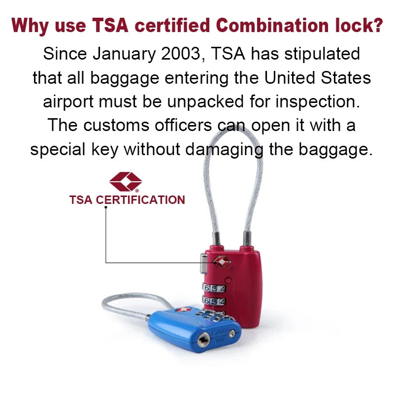 Tsa Customs Lock TSA Certification Combination Padlock for Zipper Bag Lockset Travel Luggage Suitcase Code Changeable Metal