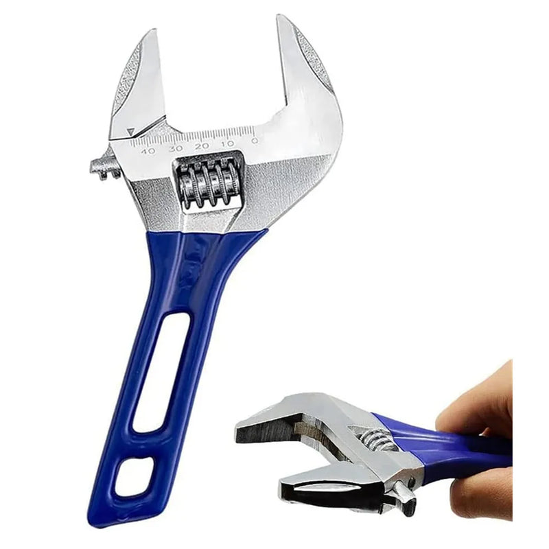 8” Short Handle Spanner Adjustable Wrench with 55 mm Wide Jaw Opening for Plumbing Auto Repair Home Maintenance