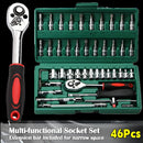 46pc 1/4inch Drive Ratchet Socket Set Wrench Set with Sockets Metric Hex Bit Socket Set Repair Handing Tool Kits for Home Auto
