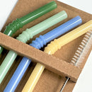4PC/set Jade Color Glass Straw Heat Resistant Cold Beverage Bent Straws Reusable Straw 150mm*8mm Short Stem Drinking Straw
