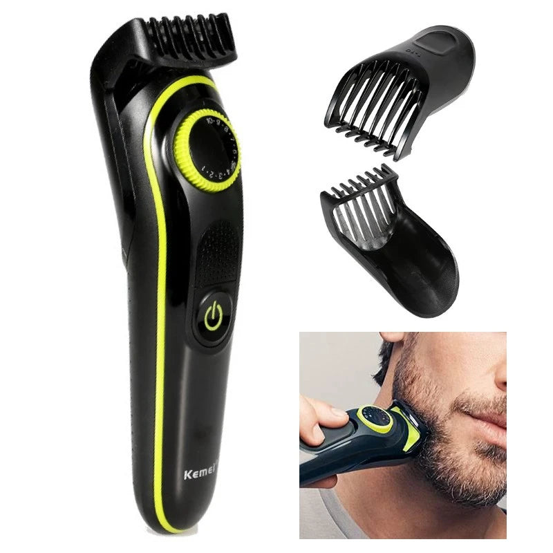 Kemei 1-10mm adjustable hair Beard Trimmer for men  electric stubble trimer face grooming rechargeable haircut machine