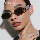 Vintage Small Oval Punk Sunglasses Women Men Steampunk Fashion Metal Frame Sun Glasses Trendy Shades For Beach Y2K Eyeglasses
