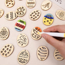25/50Pcs Happy Easter Wooden Eggs DIY Craft Hanging Ornaments Hollowed Wood Chips Easter Party Decorations For Home Kids Gift