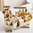Rotating Makeup Organizer for Vanity with Brush Holder Cosmetic Storage Spinning Skincare Countertop Perfume Lotion Display Case