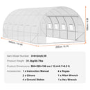 SucceBuy Walk-in Tunnel Greenhouse Hoop House Greenhouse Tunnel Plant House with Steel Frame Green PE Cover Roll-up Zipper Door