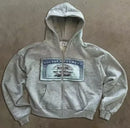 Burgundy Double Sided Composite Cotton Hoodie Herbst 2025 Herren und Damen Neu Reißverschluss Harajuku Lässiger Lockerer Kapuzenpullover