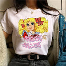 Candy Candy Kawaii T-shirt Casual Round Neck Short Sleeved Women's Fashionable Loose Short Sleeved Trendy Women's Clothing Tops