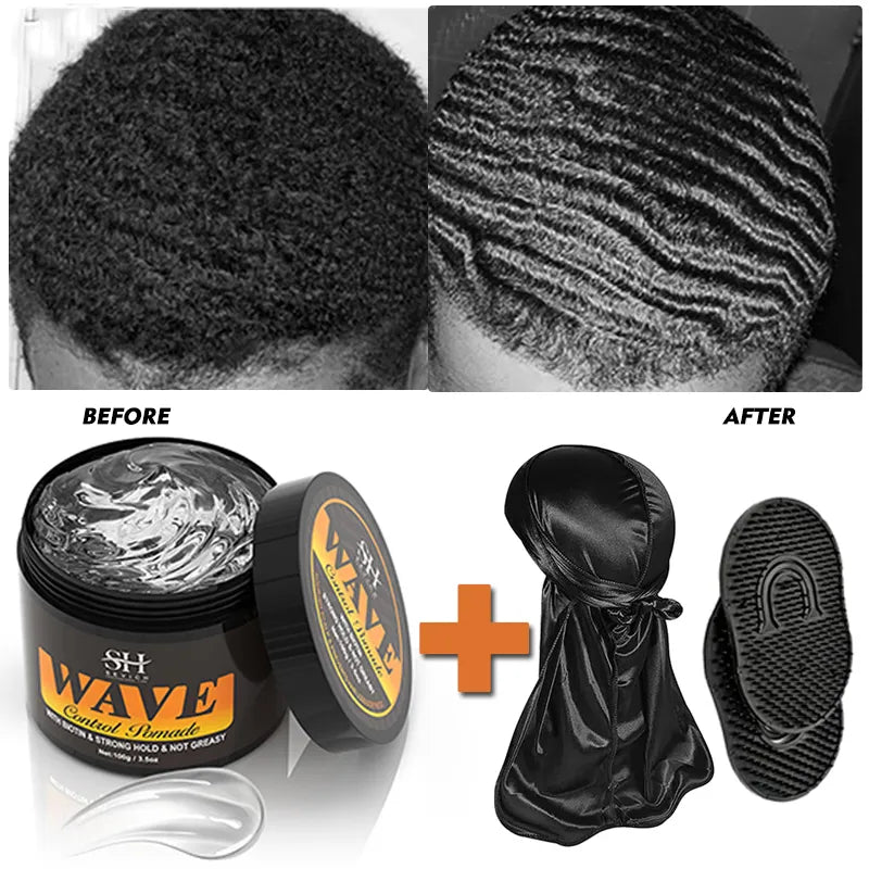360 Wavy Frizz Control Gel Strong Hold Nourishing Scalp Wave Cream Natural Anti-Hair Loss Clay Hair Pomade for African Black Men