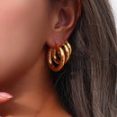 Dream Hoops! Waterproof Anti-allergenic 18K Gold Plated Stainless Steel Hoop Earrings For Women Oversize Small Loop Earring