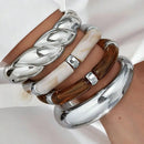Vintage Minimalist Resin Acrylic Bracelet Bangle Set 4Pcs Stackable Women Daily Holiday Gift New Arrival 4PCS