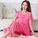 Women Home Clothes Big Nightshirt Shorts Summer Satin Silk Trousers Suit Women Middle-aged Lace Large 5XL Pajamas Bedroom Set