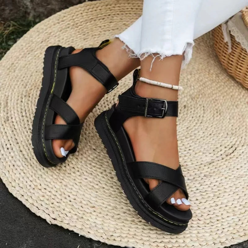 Sandals Women Suit Summer Heels Muffins Shoe Female Large Size Flat Sandals 2023 Women's Beach Fashion Black Platform Sandalias