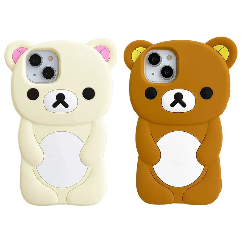 For iPhone 15 14 13 12 11 Pro Max Xs XR 6 7 8 Plus Rilakkuma Bear Silicone Soft Cover Case
