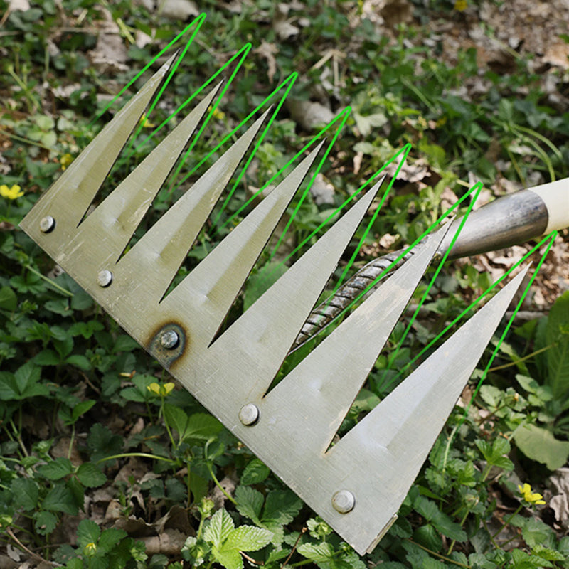 4/5/6/7-Tooth Dethatcher Rake Metal Yard Rake Weeding Hoe Rake Weeding Scarifier Artifact Agricultural Tools Garden Cultivator