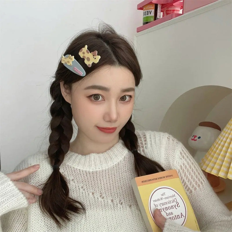 Animal Cartoon Mini Hair Clip Kawaii Korean Style Cute Barrettes Set Candy Color Princess Series Bear BB Clip Hair Styling Tool