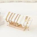 1pc Wooden Base T-Shaped PU Leather / Velvet Bracelet Display Rack Bangle Watch Hairband Jewelry Storage Stand Holder Organizer